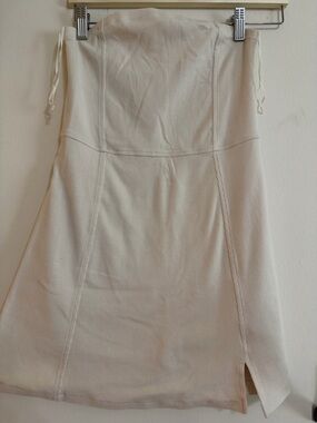 American Eagle Off-White Ribbed Strapless Dress